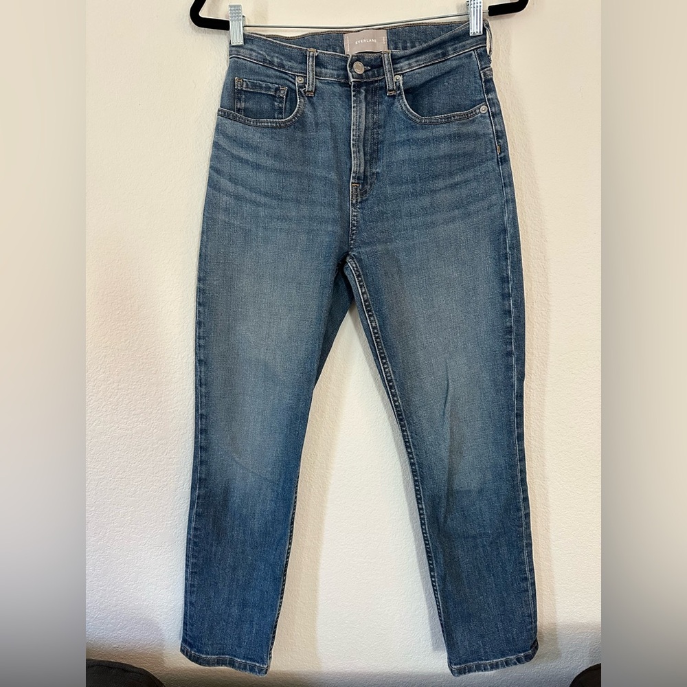 Everlane The Original Cheeky High Waist Straight Ankle Jeans in Mid Blue Size 26